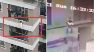 El momento en que un hombre rescató a una bebé que cayó de un doceavo piso