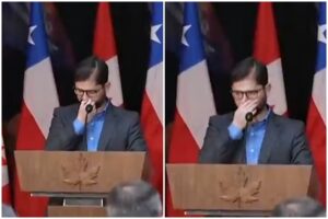 El presidente de Chile se hurgó la nariz en plena conferencia de prensa con Justin Trudeau y en redes no lo perdonaron (+Video)