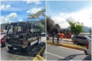 Autobús se incendió frente al terminal de La Bandera este #4Ago (+Video)