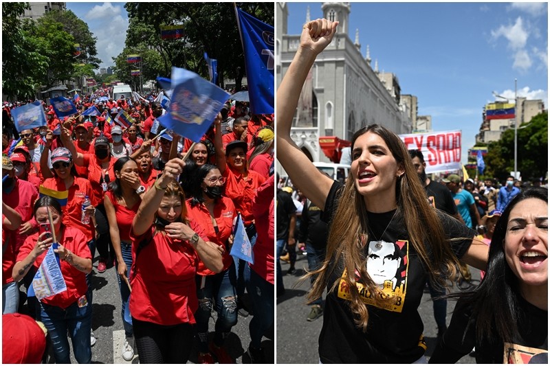 chavistas repitieron como loros el discurso del régimen durante show en Caracas por el Boeing 747 retenido en Argentina