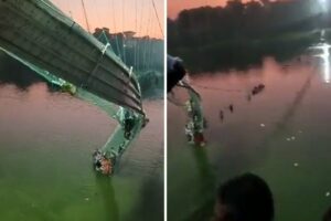 Colapsa un puente con cientos de personas en el oeste de la India (+Videos)