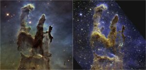 El James Webb permite ver Los Pilares de la Creación llenos de estrellas