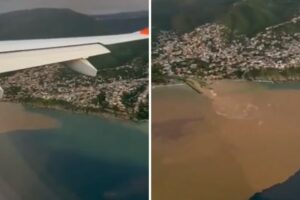 La vista aérea de una parte de la costa de Maiquetía tras las fuertes lluvias (+Video)