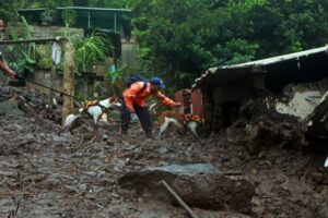 Brigada canina busca a desaparecidos en Lechería tras fuertes lluvias (+Imágenes)