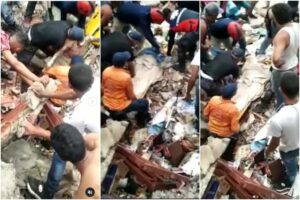 El impresionante rescate de una adulta mayor que quedó atrapada entre escombros tras explosión de bombona de gas en Guarenas (+Video)
