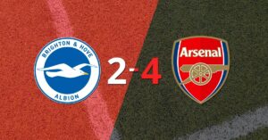 Arsenal supera de visitante 4 a 2 a Brighton and Hove