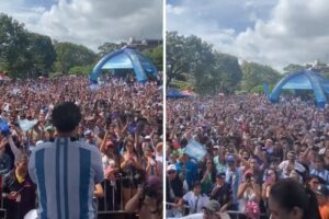 Caraqueños celebraron el triunfo de Argentina en la Plaza Alfredo Sadel de Las Mercedes (+Videos)