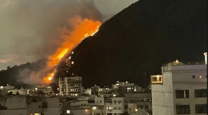 Incendio forestal en el turístico barrio de Copacabana, Brasil