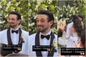 Nacho Red, de la Escuela de Nada, se casó y esta fue su emotiva reacción cuando vio a su esposa Oka Giner vestida de novia (+Video)