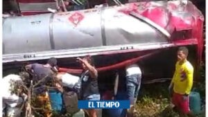 Tractocamión con ACPM se accidentó y fue saqueado por la comunidad - Otras Ciudades - Colombia