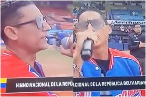 cantante se equivocó garrafalmente al cantar el himno nacional en el juego de Tigres y Tiburones en el Universitario (+Videos)