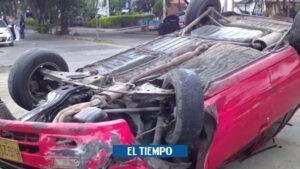 2023 amaneció con accidente: carro perdió control, se volcó y hay 2 heridos - Cali - Colombia