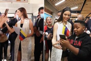Amanda Dudamel volvió a Venezuela luego de quedar como virreina en el Miss Universo (+Fotos y videos)