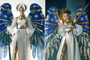 El traje típico de “guerreros de luz” de Miss Ucrania (+Video)