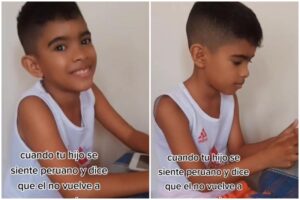 La reacción de un niño cuando su madre bromeó con volver a Venezuela (+Video)