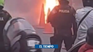 Video: en operativo de tránsito un joven incendió su propia moto en Buga - Cali - Colombia