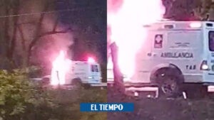 Paro minero: queman una ambulancia en zona del bajo Cauca, Antioquia - Medellín - Colombia