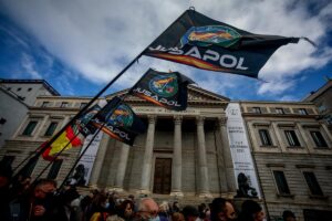 Policías y guardias civiles convocados por Jusapol protestan este sábado en Madrid contra la reforma de la 'ley mordaza'