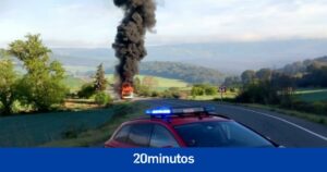 Arde un autobús escolar en (Mendaza) Navarra obligando a desalojar a los alumnos