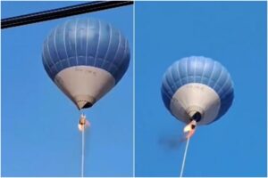 Desesperados por escapar de las llamas dos personas mueren al saltar de un globo aerostático (+Video)