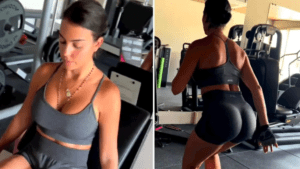 Boing boing... el nalgueo intenso de Georgina Rodríguez durante entrenamiento, y en cámara lenta (VIDEO)