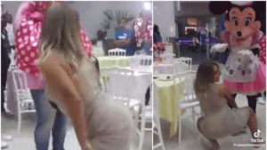 Madre "perrea" hasta abajo y se hace VIRAL por sus pasos en la fiesta infantil de su hija (VIDEO)