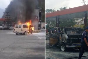 Se incendió un vehículo en una estación de gasolina en Caricuao este #19May (+Fotos +Videos)