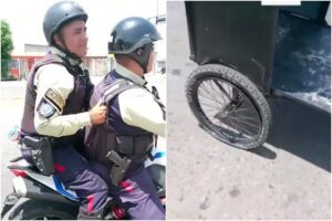 Fiscal Saab ordena investigación contra policías de Maracaibo que destruyeron cauchos de un ciclista (+Video)