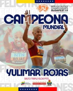 Yulimar Rojas conquista su cuarta medalla de oro en el Mundial de Atletismo en Budapest