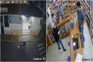 Cámara de seguridad registró cómo un delincuente armado robó a trabajadores de una farmacia en Táchira (+Video)