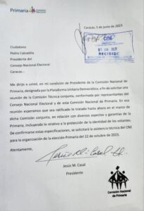 Comisión Nacional de Primaria reveló los documentos que envió al CNE en junio
