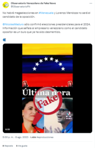 Falsa alianza entre María Corina Machado y Lorenzo Mendoza potencia la desinformación electoral en Venezuela, por Osman Rojas – El Venezolano News