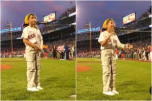 Niña venezolana cantó el himno de EEUU en el Fenway Park de Boston (+Video)