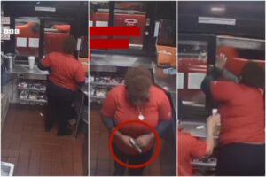 Tras discusión por unas papitas fritas empleada de autoservicio apuntó con pistola a un cliente (+Video)
