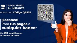 BNC ofrece Pago Móvil con Código QRS7B interbancario