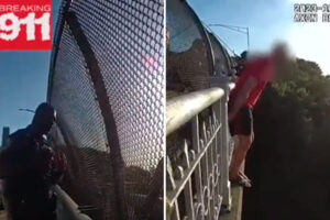 El conmovedor video de un policía que se quebró emocionalmente tras evitar que hombre saltara al vacío (+Video)