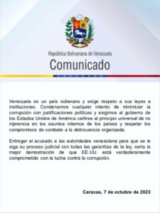 Gobierno de Venezuela rechaza la «defensa» de EEUU a Juan Guaidó y pide su extradición