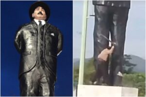 Hombre le cayó a machetazos a un monumento de José Gregorio Hernández en Guacara (+Video)