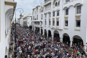 Masiva protesta en Rabat contra la normalización con Israel y en apoyo al pueblo palestino