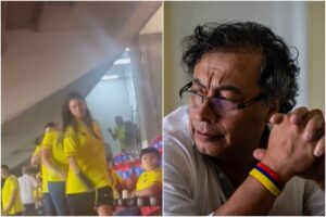 un estadio a reventar en Colombia gritó esta consigna y los familiares del presidente tuvieron que abandonar el estadio (+Videos)