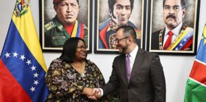 Canciller Yván Gil recibe a la ministra de Industrialización y Comercio de Namibia |