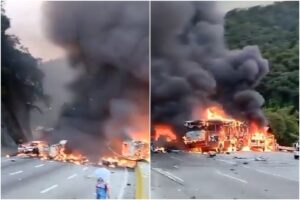 Colisión de gandolas en la autopista Gran Mariscal de Ayacucho dejó al menos 10 fallecidos este #13Dic (+Video)