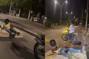 Amarró un colchón a una moto y recorrió las calles de Colombia arriesgando su vida (+Video viral)