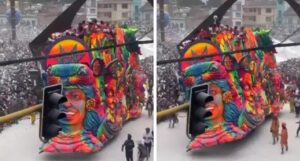 Carroza por poco se cae en Carnaval de Negros y Blancos, de Pasto: hubo susto