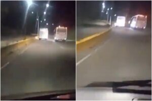 Grabaron a otros dos autobuses que iban a toda velocidad a la altura de Tazón en la Autopista Regional del Centro (+Video)
