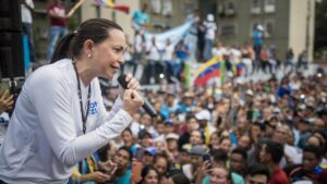La opositora María Corina Machado, durante un acto en Maracay (Venezuela) el pasado 28 de septiembre.