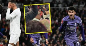 Mane Díaz, papá de 'Lucho' Díaz, y su celebración del gol de su hijo ante el Arsenal