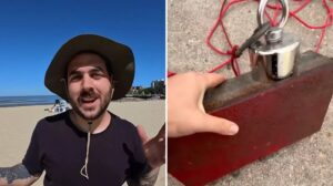 Pescaba con un imán y encontró un tesoro perdido en el fondo del río (VIDEO)