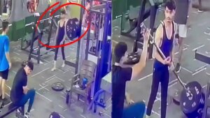 Un hombre se salva de milagro de ser 'aplastado' por una barra de gimnasio