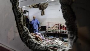 Instalaciones bombardeadas del Hospital Nasser, en Gaza.